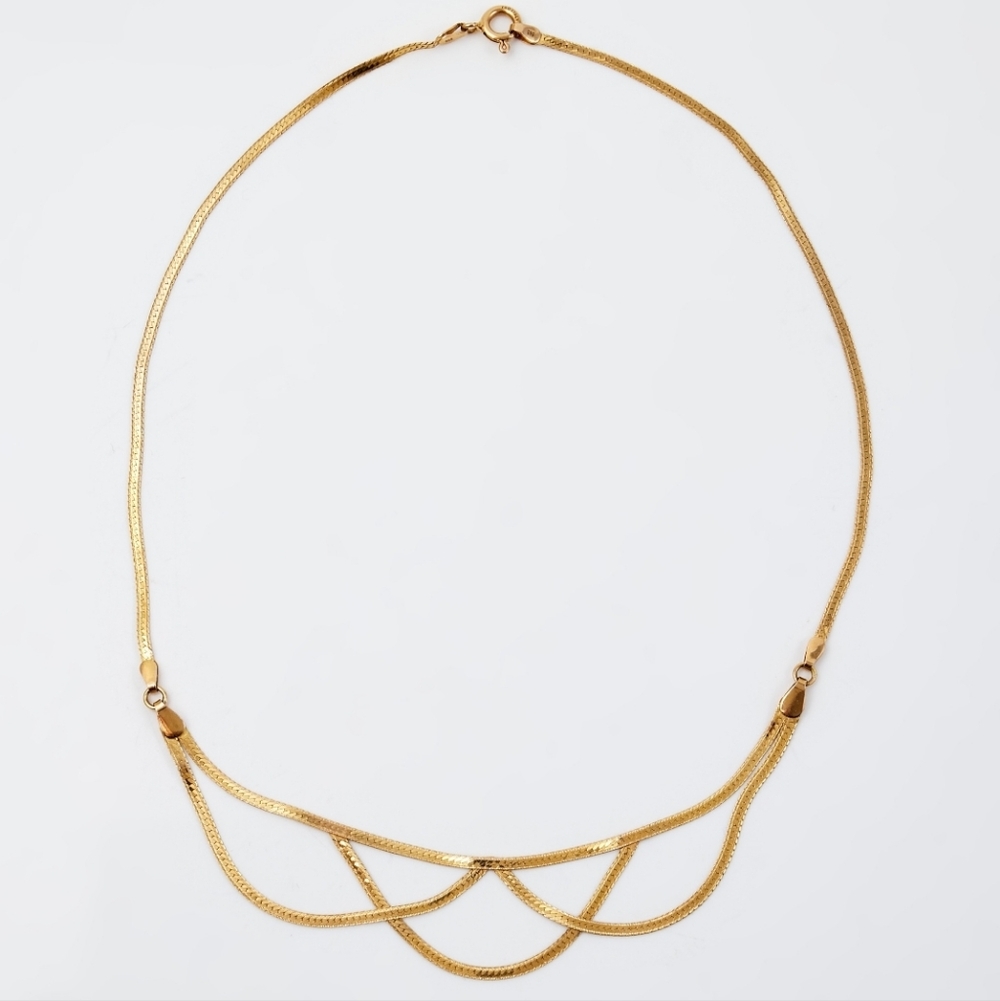 Womens 14k Gold Layered Victorian Style Necklace Unique Style